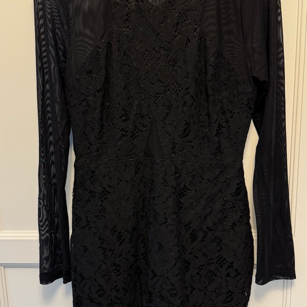 Lush Black Bodycon Long Sleeve V-Neck Dress